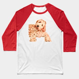 Adorable long wavy haired puppy painting. Baseball T-Shirt